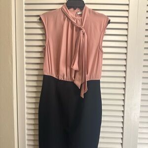 New York & Company Pink and Black Midi Dress